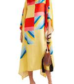 JSDC Women Digital Printed Striped Pattern Satin Silk Kaftan