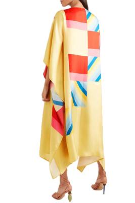 JSDC Women Digital Printed Striped Pattern Satin Silk Kaftan 4