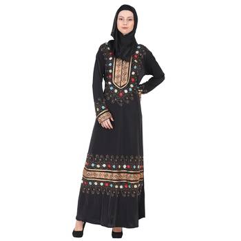 Momin Bazaar Islmaic Modest Abaya Crystal Abaya Gold Embroidery 1