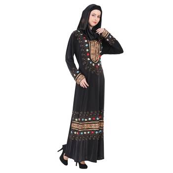 Momin Bazaar Islmaic Modest Abaya Crystal Abaya Gold Embroidery 3
