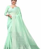 Light green woven south silk saree with blouse