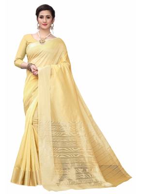 Yellow woven south silk saree with blouse 1