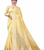 Yellow woven south silk saree with blouse