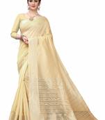 Beige woven south silk saree with blouse