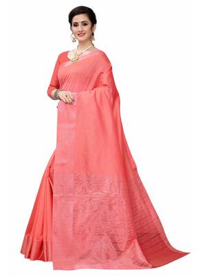 Red woven south silk saree with blouse 2