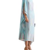JSDC Beach Wear Satin Silk Printed Calf Length Kaftans for Women 