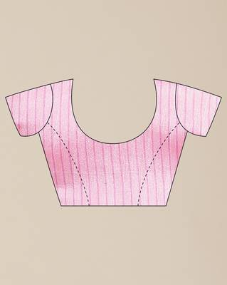 Pink printed silk blend saree with blouse 3
