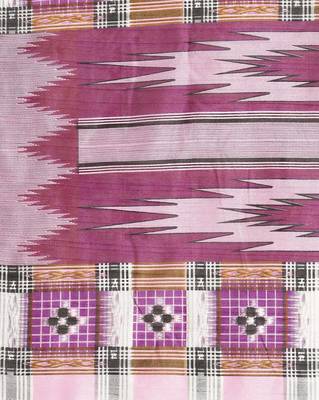Pink printed silk blend saree with blouse 4