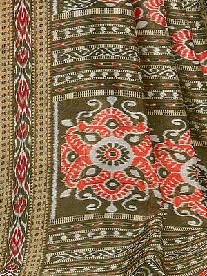 Orange printed art silk saree with blouse 4