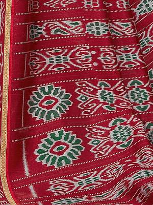 Blue printed art silk saree with blouse 4