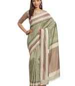 Green printed bhagalpuri saree with blouse