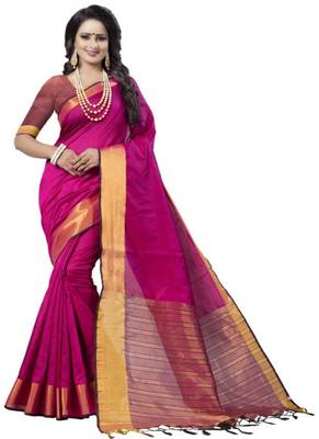 Pink woven south silk saree with blouse 1