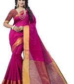 Pink woven south silk saree with blouse