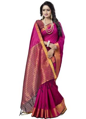 Pink woven south silk saree with blouse 2