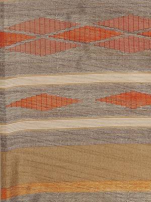 Beige printed bhagalpuri saree with blouse 4