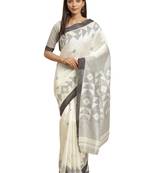 Cream printed bhagalpuri saree with blouse