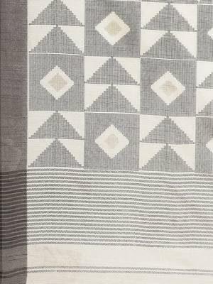 Cream printed bhagalpuri saree with blouse 4