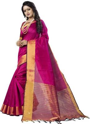 Pink woven south silk saree with blouse 3