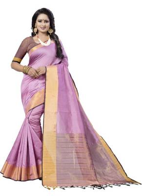 Light pink woven south silk saree with blouse 1