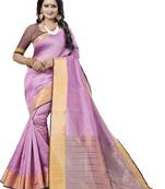 Light pink woven south silk saree with blouse
