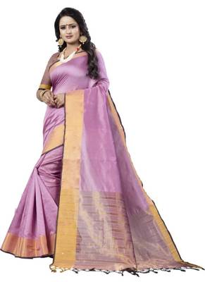 Light pink woven south silk saree with blouse 2