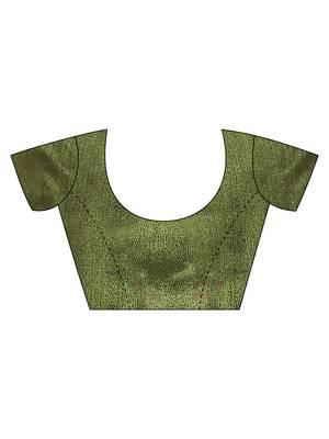Green printed bhagalpuri saree with blouse 3