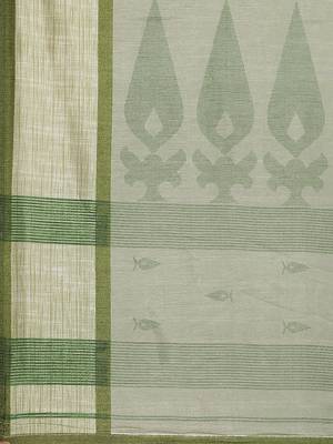 Green printed bhagalpuri saree with blouse 4