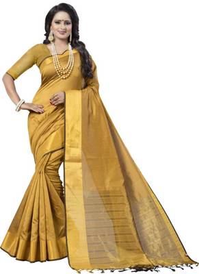 Mustard woven south silk saree with blouse 1
