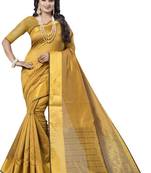 Mustard woven south silk saree with blouse