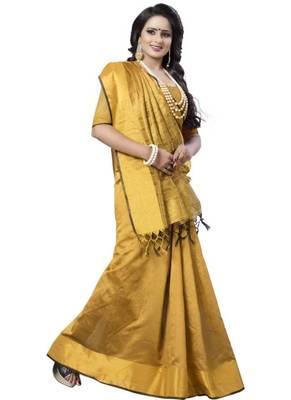 Mustard woven south silk saree with blouse 2