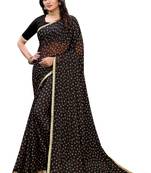 Black printed chiffon saree with blouse