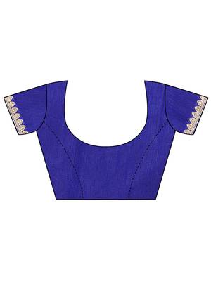 Blue printed chiffon saree with blouse 5