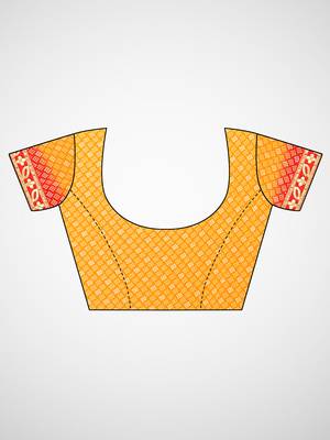 Orange printed georgette saree with blouse 2