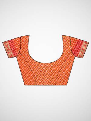 Orange printed georgette saree with blouse 2
