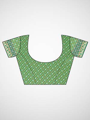 Green printed georgette saree with blouse 2