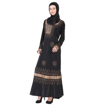 Momin Bazaar Islmaic Modest Abaya Crystal Abaya Gold Embroidery 2