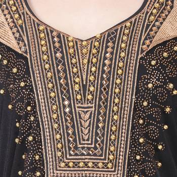 Momin Bazaar Islmaic Modest Abaya Crystal Abaya Gold Embroidery 5