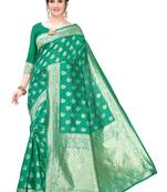 Green Woven Jacquard Saree With Blouse