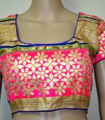 Pink and Golden Zari Blouse