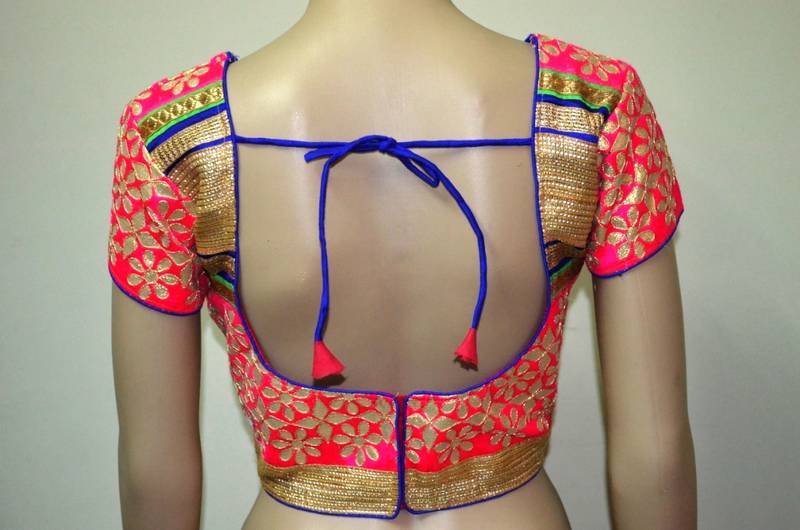 Pink and Golden Zari Blouse