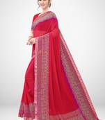 Peach printed georgette saree with blouse