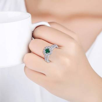 Silver Plated CZ American Diamond Adjustable Finger Ring with Red Rose Gift Box For Women/Girls  2