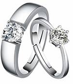 CZ Silver Plated Adjustable Couple Finger Ring's For Love 