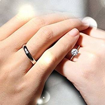 CZ Silver Plated Adjustable Couple Finger Rings For Love (FL158CO) 3