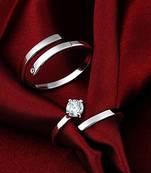 Silver Plated His and Her Adjustable Promise Wedding Finger Ring Set Anniversary Engagement Couple Rings