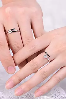 Silver Plated His and Her Adjustable Promise Wedding Finger Ring Set Anniversary Engagement Couple Rings