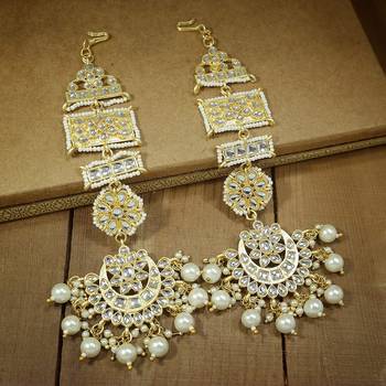 Stunning Matte Finish Long Traditional Bollywood Kundan & Faux Pearl  1