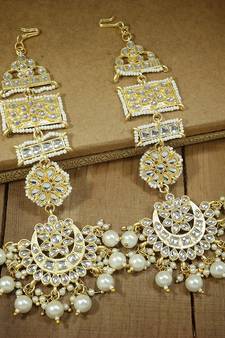 Stunning Matte Finish Long Traditional Bollywood Kundan & Faux Pearl 