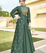 Green embroidered silk heavy-work-kurtis