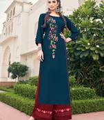 Blue embroidered rayon salwar
